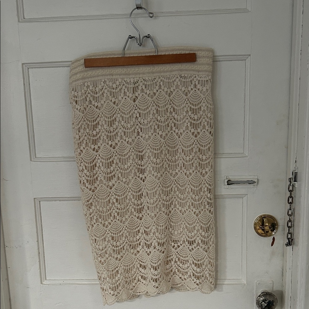 Maurices Cream Lace Pencil Skirt